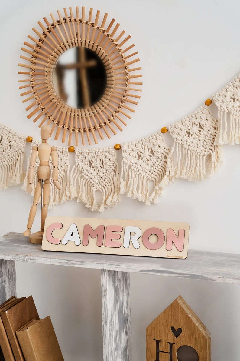 Baby Name Puzzle, Wooden Toys, Nursery Boy Decor, Holiday Gift Personalized age 1 2 3 years old, ... | Etsy (US)