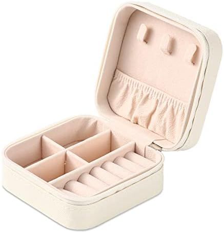 Portable Travel Mini Jewelry Box Leather Jewellery Ring Organizer Case Storage Gift Box Girls Wom... | Amazon (US)