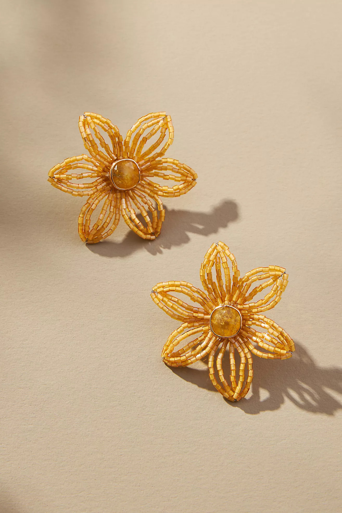 Small Beaded Floral Post Earrings | Anthropologie (US)