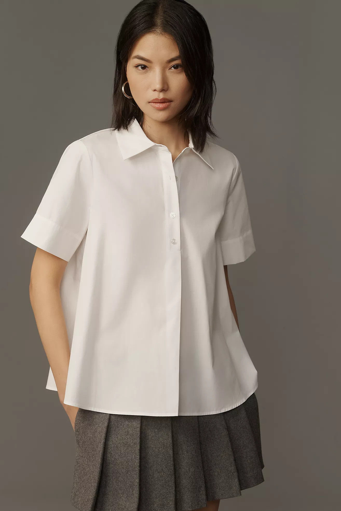 The Pollie Short-Sleeve Swing Blouse by Maeve | Anthropologie (US)