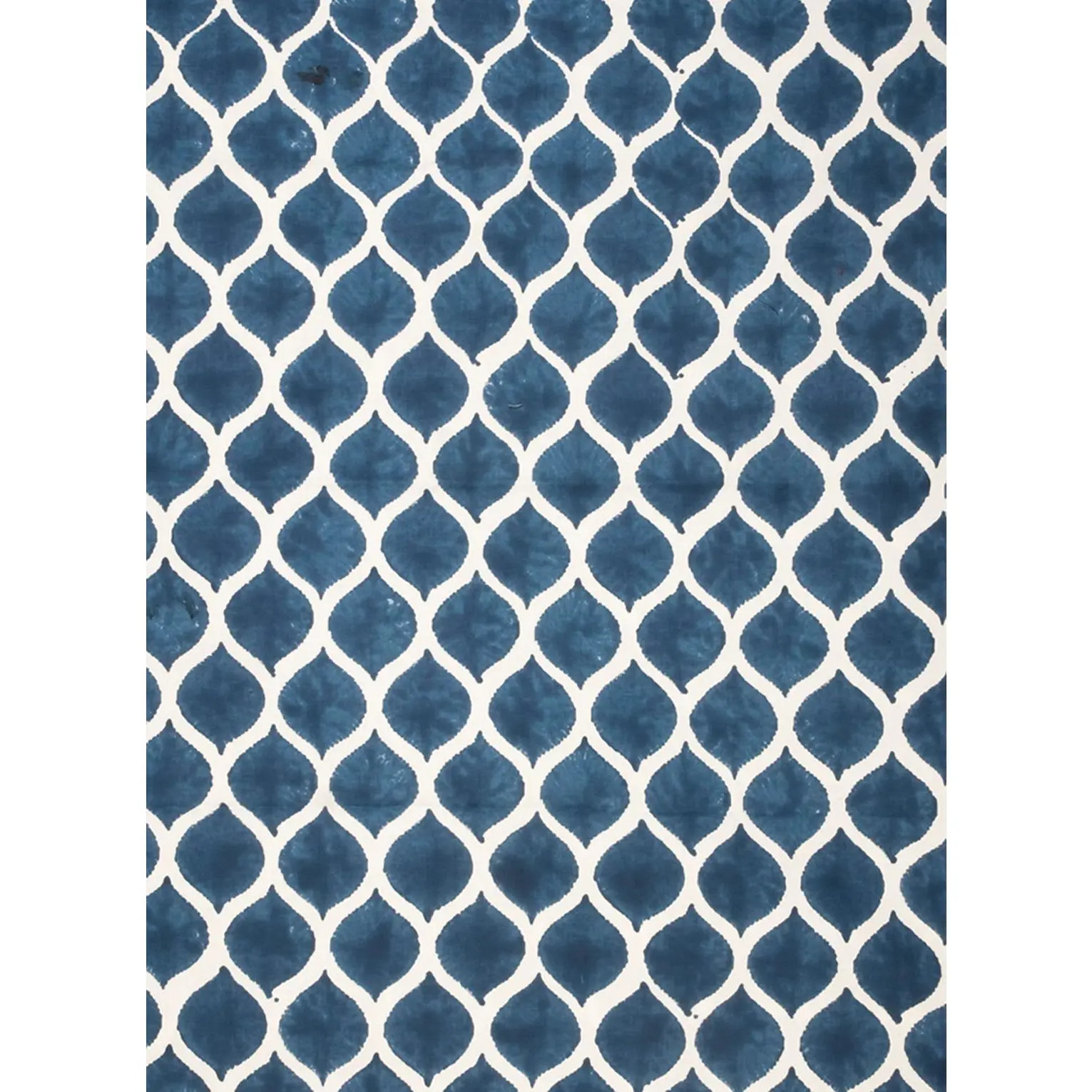 Les Ottomans Ikat Collection Handprinted Tablecloth, Navy/White | Chairish