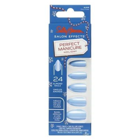 Sally Hansen Perfect Manicure Press On Nail Kit Holiday Collection Flirty Frostie Oval | Walmart (US)