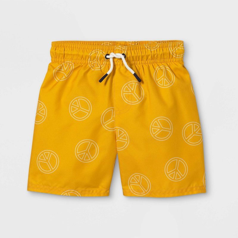 Toddler Boys' Peace Sign Print Swim Trunks - Cat & Jack™ Yellow | Target