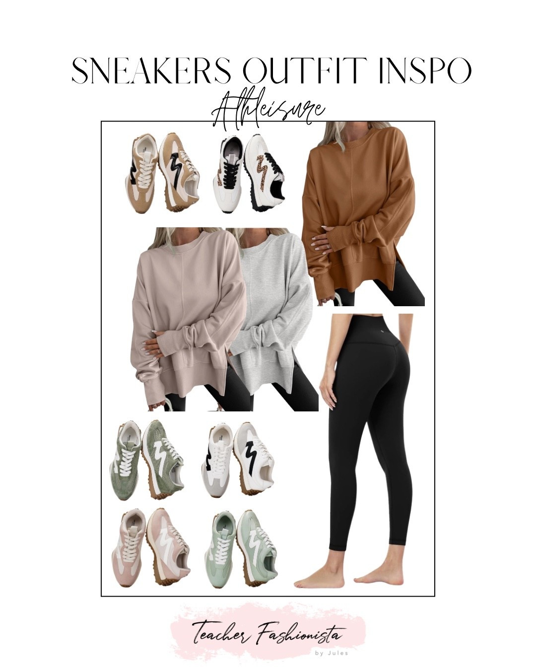Athleisure outfit ideas with leggings and oversized sweatshirts😍 and sneakers that look like a high-end brand but are under $40!

#LTKActive #LTKOver40 #LTKSaleAlert