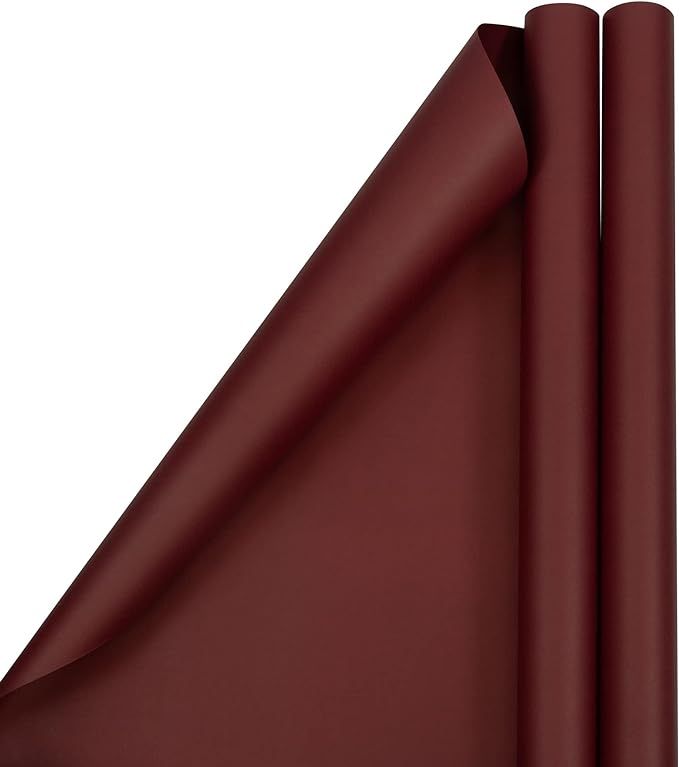 JAM PAPER Gift Wrap - Matte Wrapping Paper - 50 Sq Ft Total - Matte Burgundy - 2 Rolls/Pack | Amazon (US)
