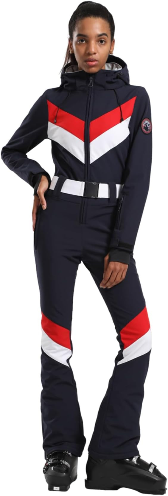 GSOU SNOW Ski Suit Women One Piece Jumpsuit Snowsuit adult Slim Winter Waterproof Windproof Outdo... | Amazon (US)