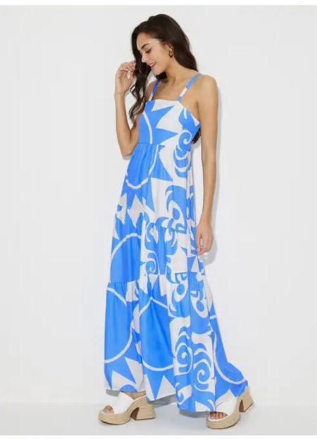 Blue & white maxi dress, vacation dress 

#LTKover40 #LTKfindsunder100 #LTKfindsunder50