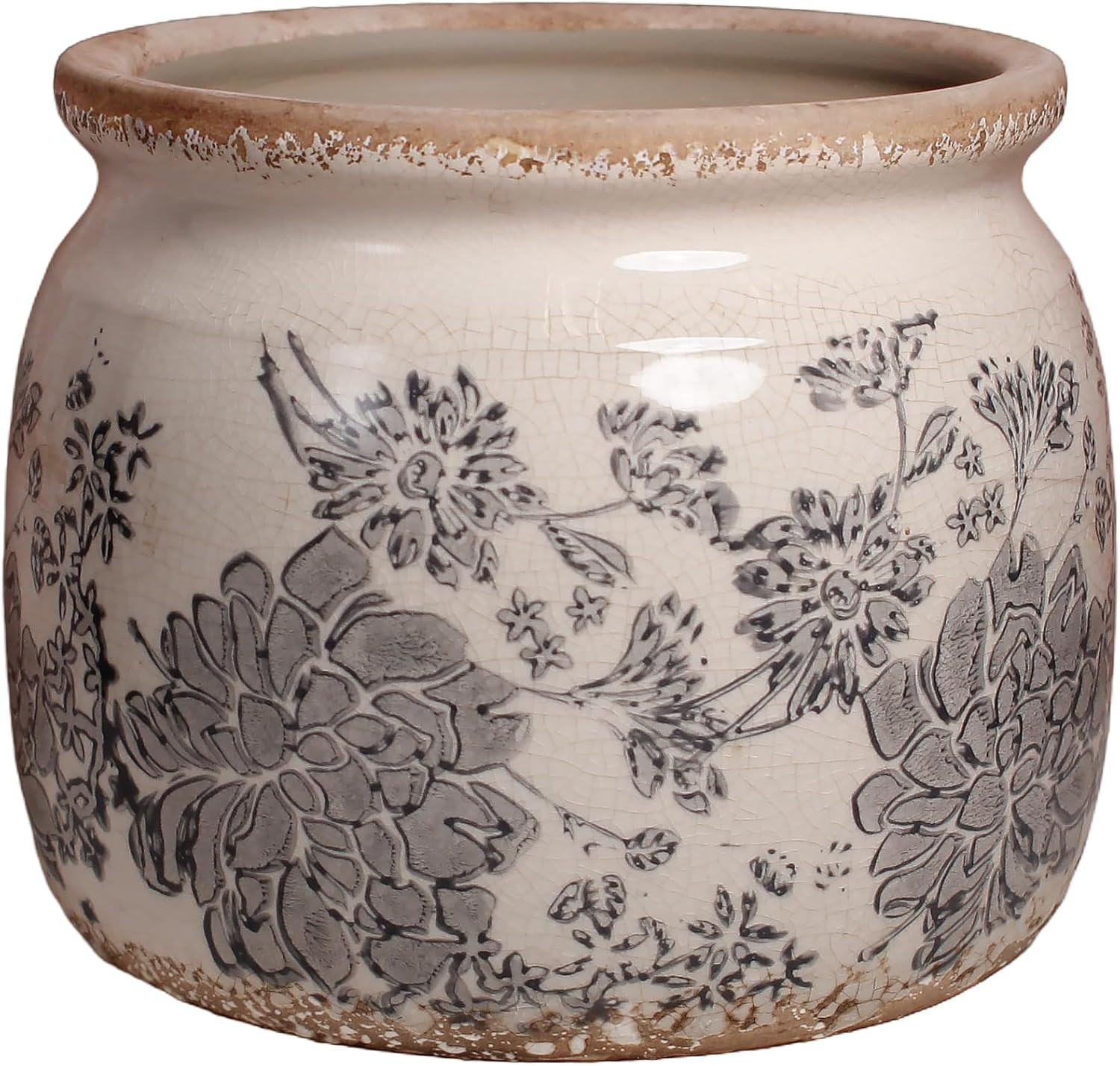 Modern Farmhouse Ceramic Planter for Home Decor, 6.29 Inch Vintage Plant Pot Indoor with Drainage... | Amazon (US)