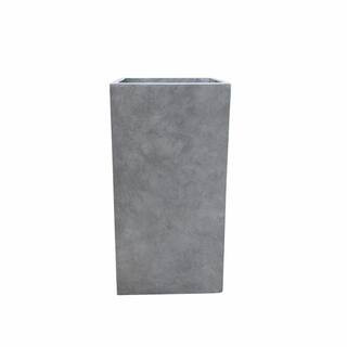 24 in. Tall Natural Concrete Lightweight Modern Square Outdoor Planter | The Home Depot