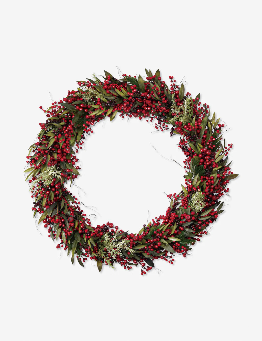 Faux Spruce Wreath with Red Berries and Pinecones | Lulu and Georgia 