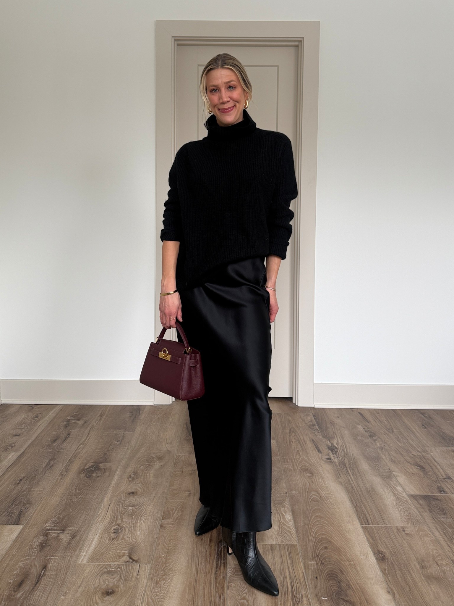 Wearing small silk skirt, medium sweater (sized up for oversized fit), boots tts 

#LTKOver40 #LTKValentine