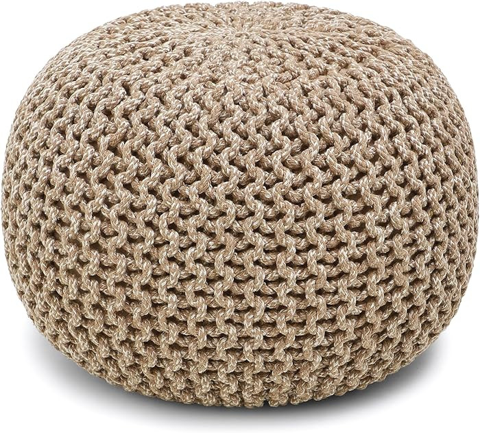 REDEARTH Round Pouf Ottoman - Hand Knitted Cable Boho Poof Home Décor Pouffe Circular Footrest f... | Amazon (US)