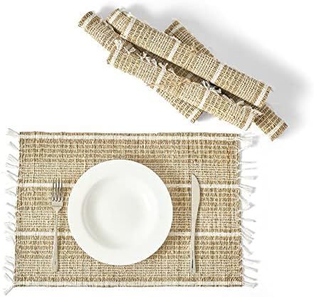 Artera Woven Placemats - Set of 6, Natural Wicker Placemats, Seagrass Straw Braided Placemats, He... | Amazon (US)