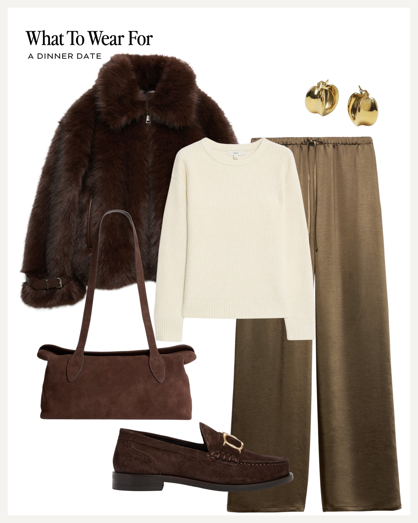 A dinner date 🍷 

Faux fur coat / silk trousers / white knit / suede bag / loafers / autumn outfit / date night / marks and Spencer 

#LTKdatenight #LTKautumn #LTKuk