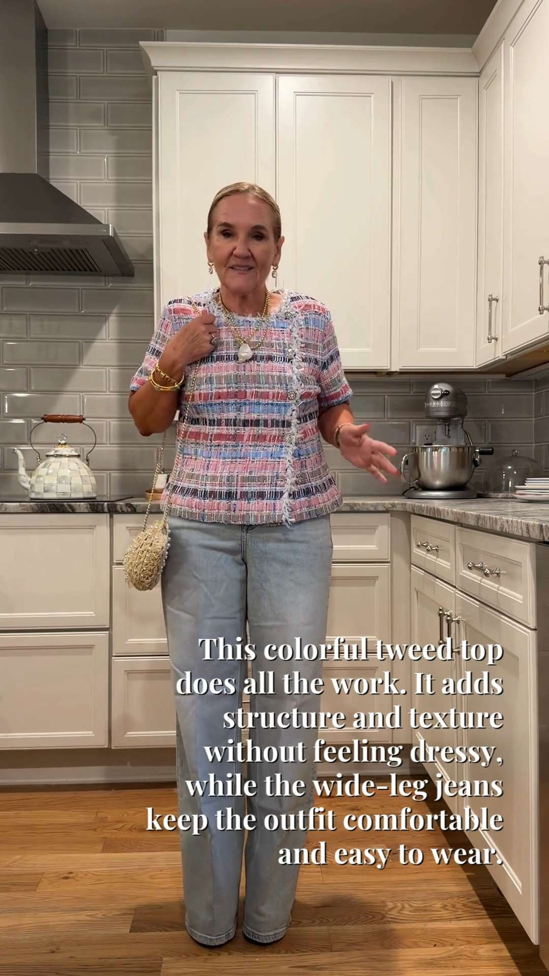 This colorful tweed top is such a fun way to elevate your favorite wide leg jeans! The flattering peplum shape, textured fabric, and polished details make it perfect for lunch, church, date night, or the office.

💡 LTK MADE EASY
❤️ Heart = Support my posts!
🔖 Save = Get sale & restock alerts
📋 Lists = Keep favorites organized
📲 Share = Send lists and products to a friend. Hello, Christmas List!
💬 Comment = Ask me anything about what I'm wearing.:-) 

 #LTKootd #LTKActive #LTKOver40