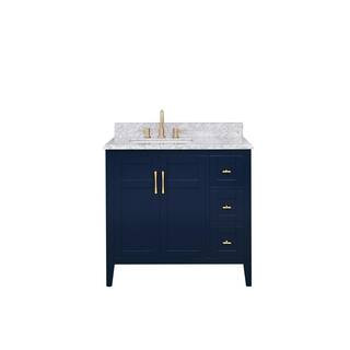 Home Decorators Collection Sturgess 37 in. W x 22 in. D x 35 in. H Bathroom Vanity in Navy Blue w... | The Home Depot