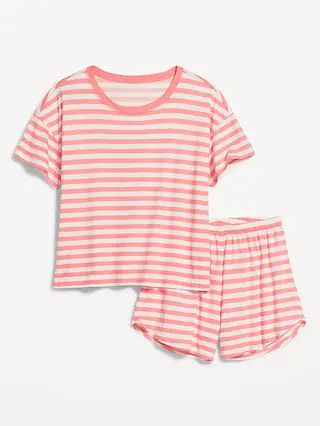 Sunday Sleep Pajama T-Shirt &#x26; Shorts Set for Women | Old Navy (US)