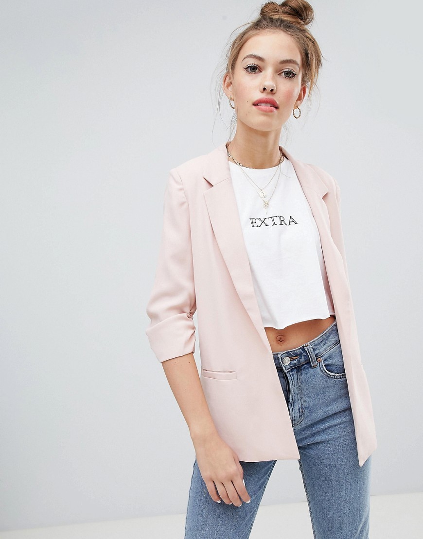 Soaked In Luxury Gathered Sleeve Blazer - Pink | ASOS US