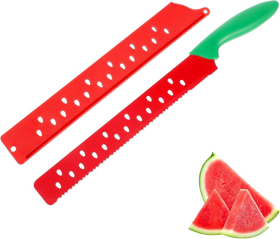 Watermelon Knife with Sleeve for Melon Cutting, Long Serrated Bread Lettuce Vegetable Knife, Kitc... | Amazon (US)