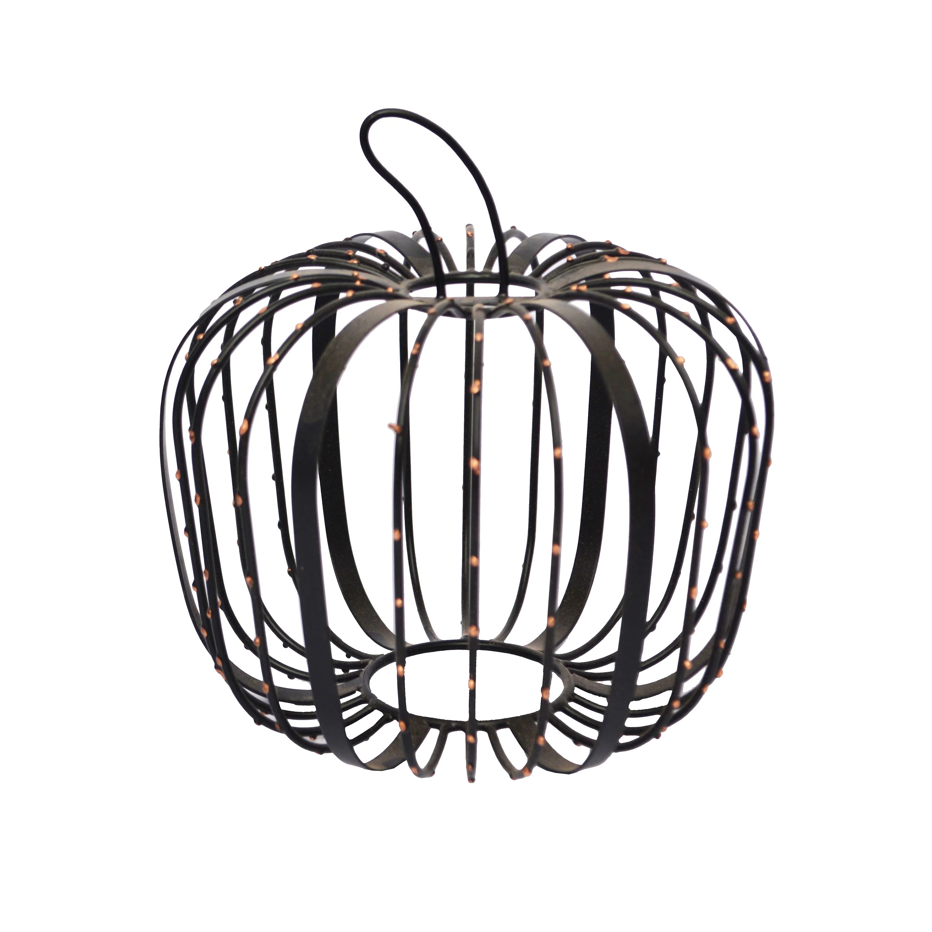 Way To Celebrate Beaded Wire Pumpkin Décor, Black Metal with Copper dot- 8.5 inch - Walmart.com | Walmart (US)