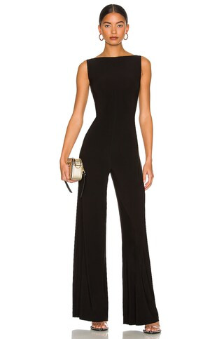 Norma Kamali Sleeveless X Straight Leg Jumpsuit in Black from Revolve.com | Revolve Clothing (Global)