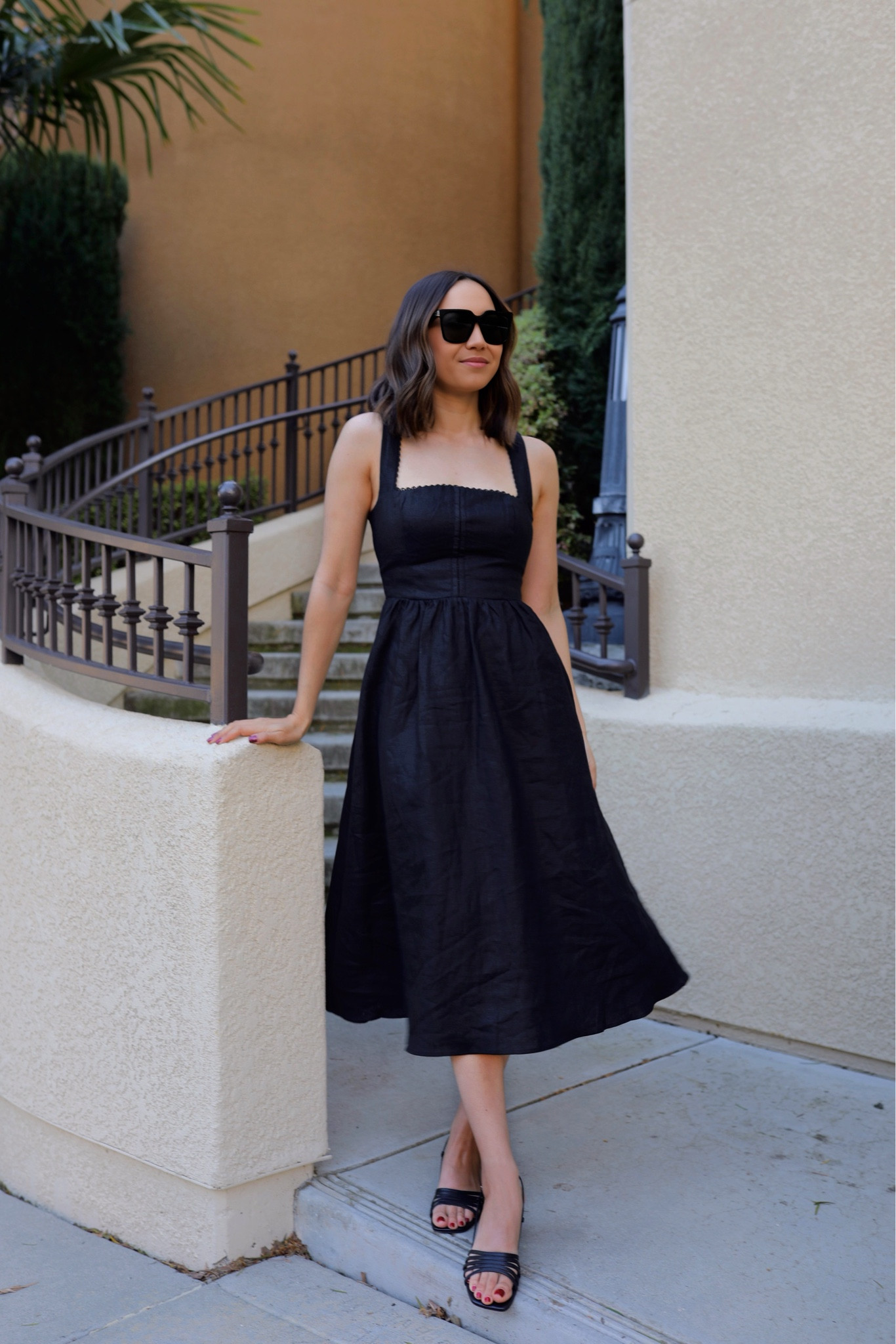 Reformation black linen store dress