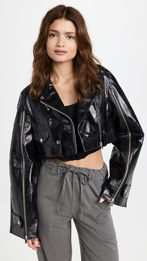 Cropped Leather Biker Jacket | Shopbop
