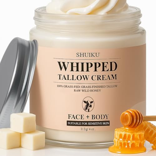 Beef Tallow for Skin with Honey Balm – All-Natural Moisturizer Hydrates and Nourishes the Skin, Whipped Grass-fed Beef Tallow Honey Balm blend - Ultra-Nourishing Moisturizer for Face, Body & Hands. | Amazon (US)