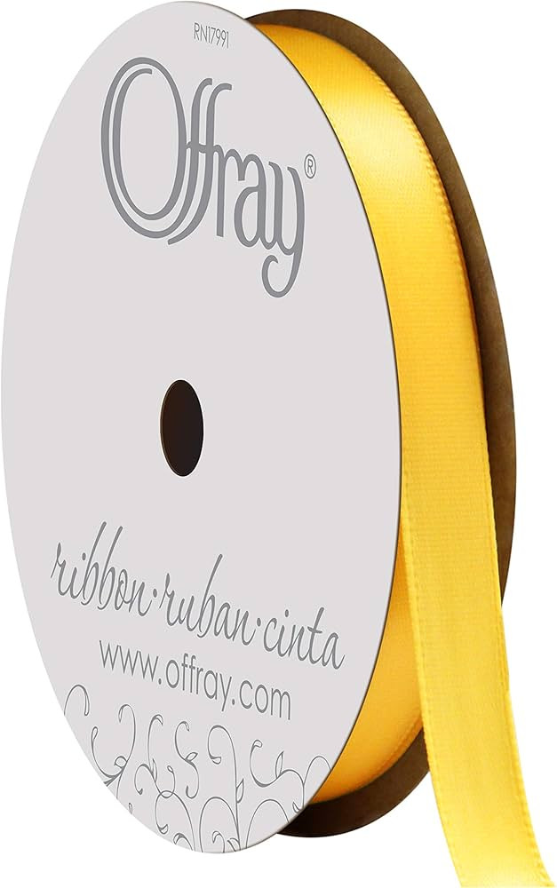 Berwick 069639 3/8" Wide Single Face Satin Ribbon, Lemon Yellow, 6 Yds | Amazon (US)