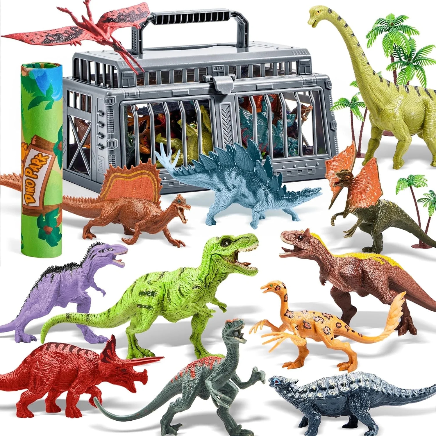 Joyfy 19 PCS Realistic Dinosaur Figures & Trees for Toddlers, Dinosaur Toys with Activity Play Ma... | Walmart (US)
