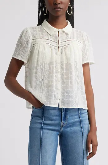 Treasure & Bond Sheer Embroidered Button-Up Shirt | Nordstrom | Nordstrom