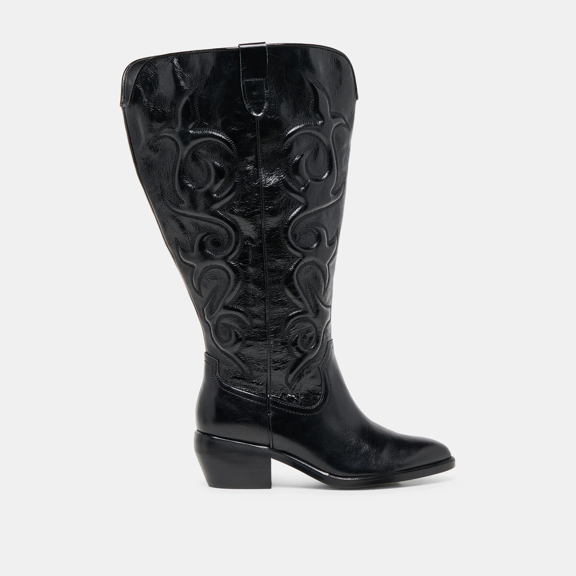 Mirla Extra Wide Calf Boots Black Leather | DolceVita.com