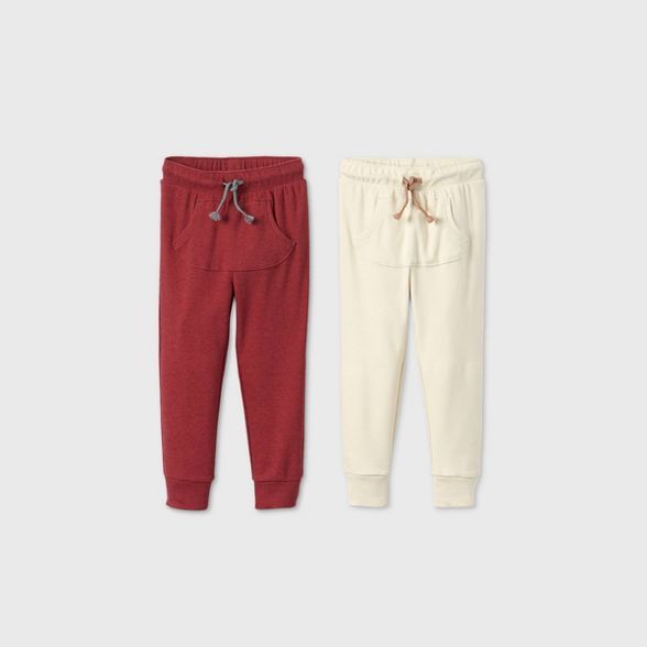 Toddler Boys' 2pk Rib Jogger Pants - Cat & Jack™ Cream/Red | Target