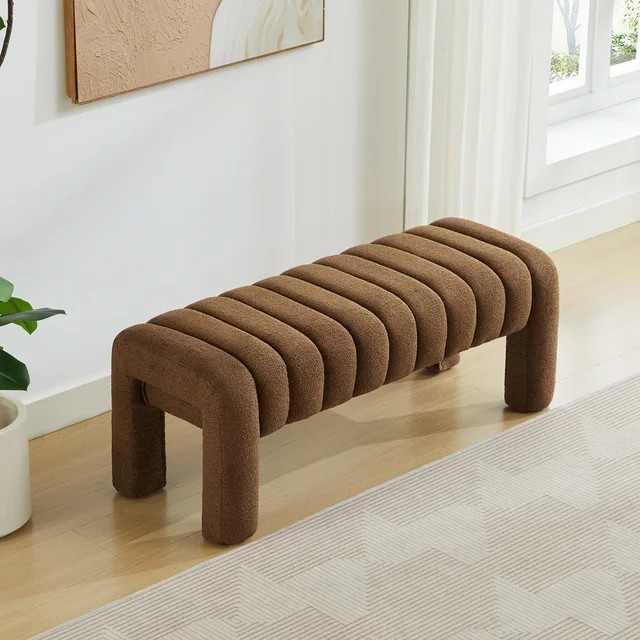 Zesthouse 43.3″ End of Bed Bench, Boucle Tufted Upholstered Ottoman Bench with Padded Seat and ... | Walmart (US)