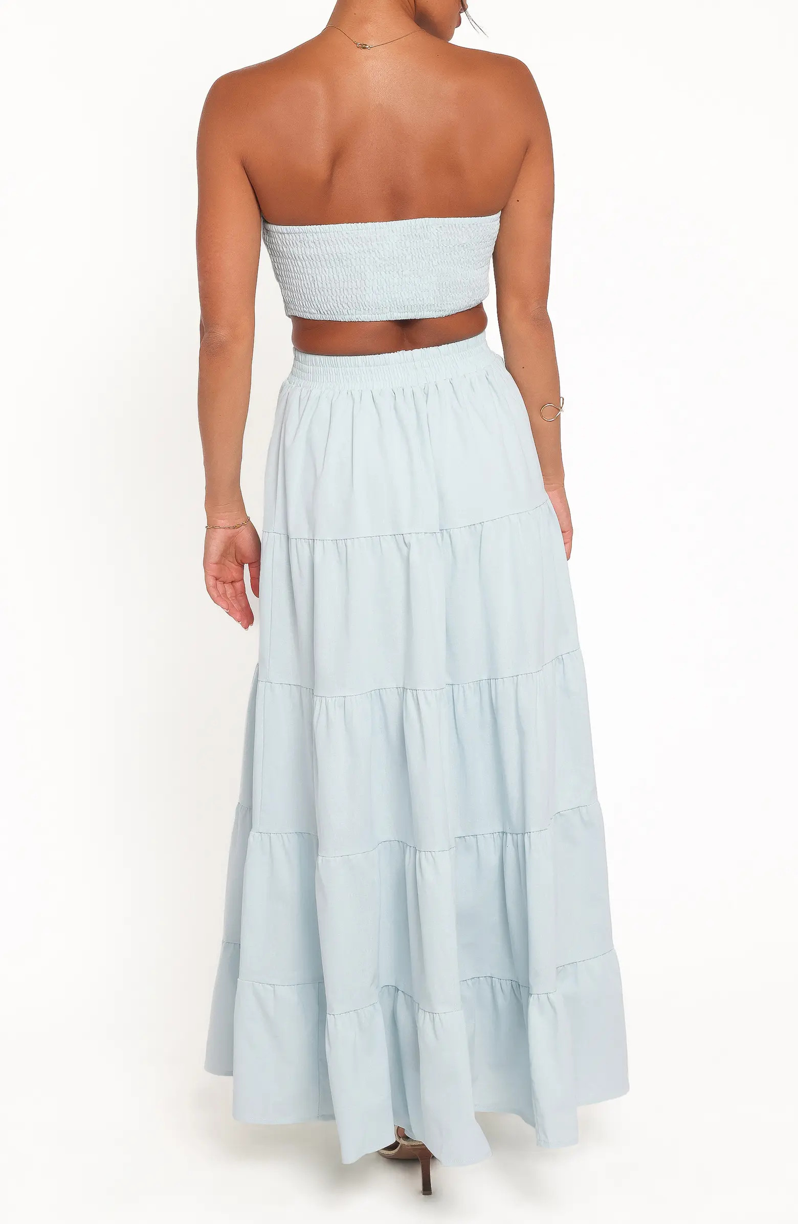 Cadence Cutout Strapless Tiered Cotton Maxi Dress | Nordstrom