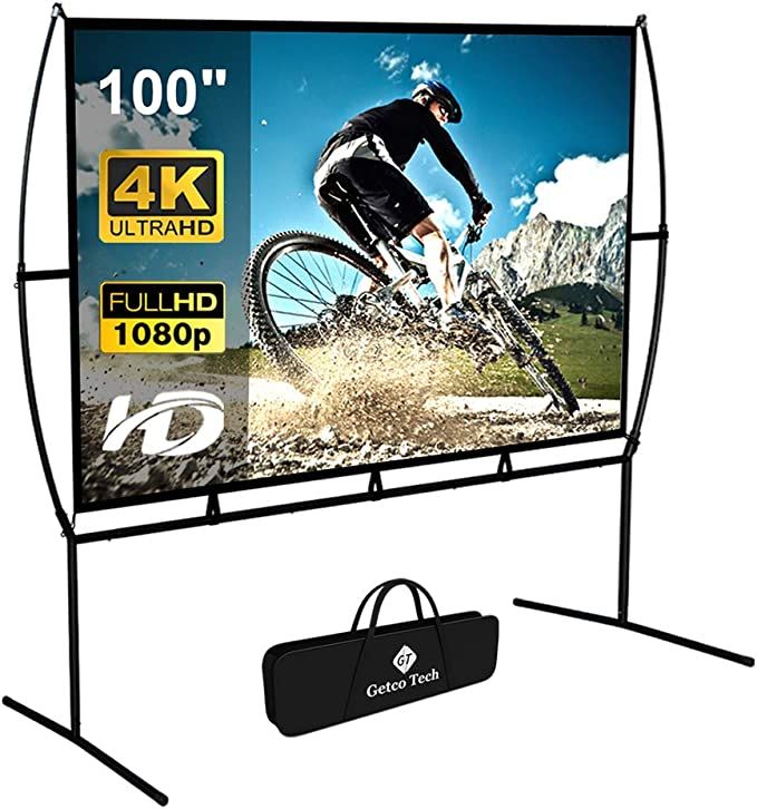 Amazon.com: Projector Screen with Stand Foldable Portable Movie Screen 100 Inch（16：9）, HD 4... | Amazon (US)