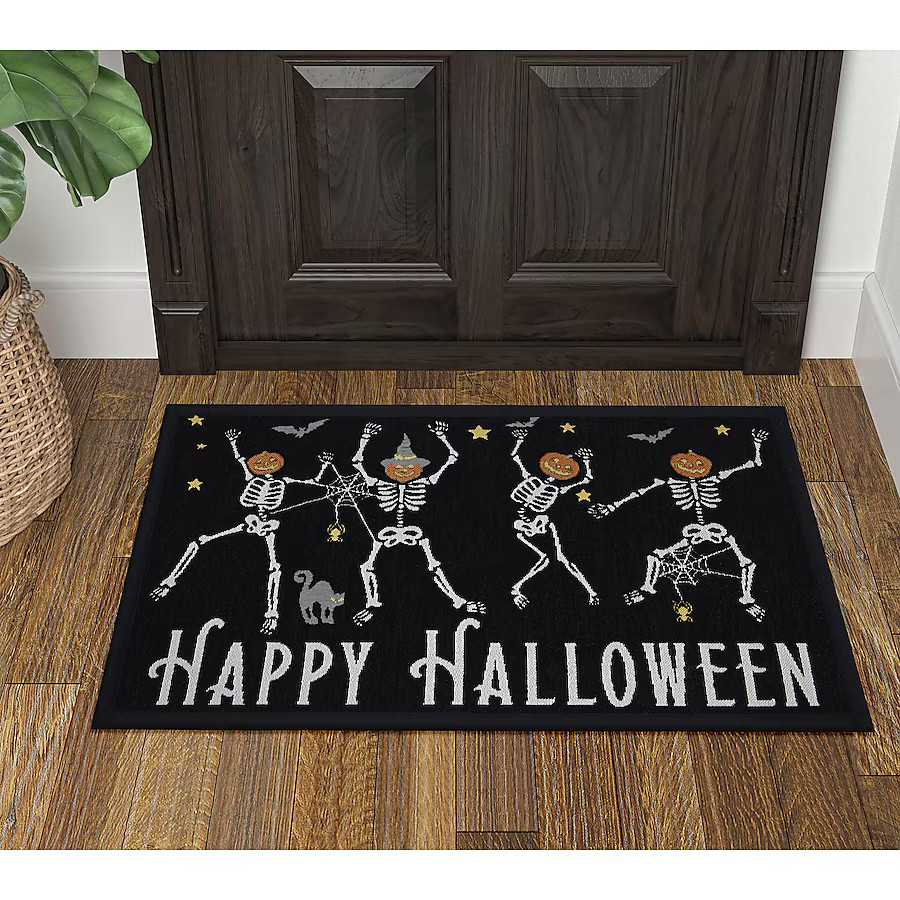 Haunted Living 21-in x 34-in Black Multi Non-Slip Grip Indoor Door Mat | Lowe's