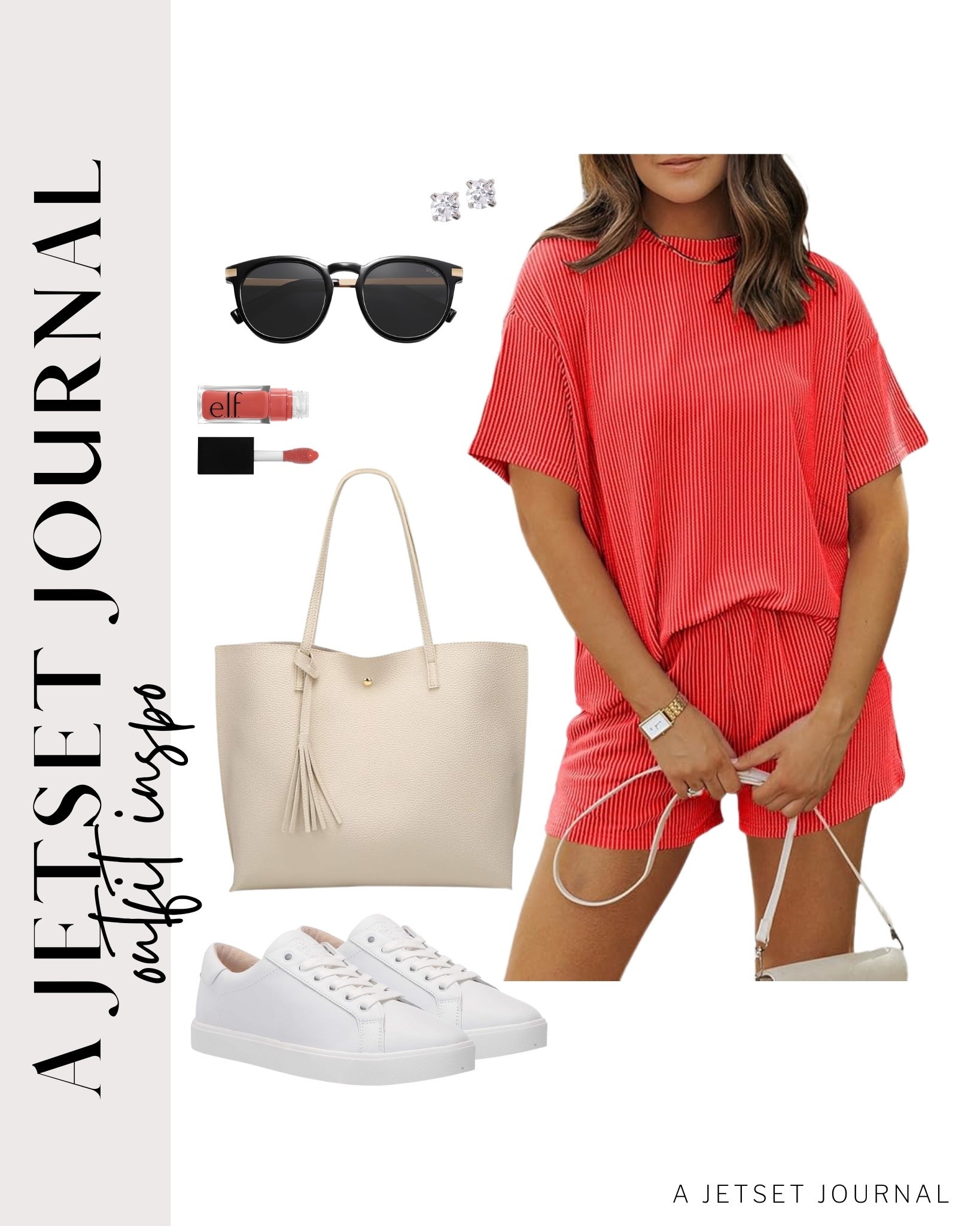 This new set from Amazon is one you'll want to shop now! Style it with stud earrings, white sneakers, and a cute tote bag!
elf lip oil, somfy set, airport outfit, summer shorts, comfy outfit, summer fashion, everyday look, running errand outfit idea, makeup favorite, beauty must have, summer favorite, affordable style, amazon fashion, small purse