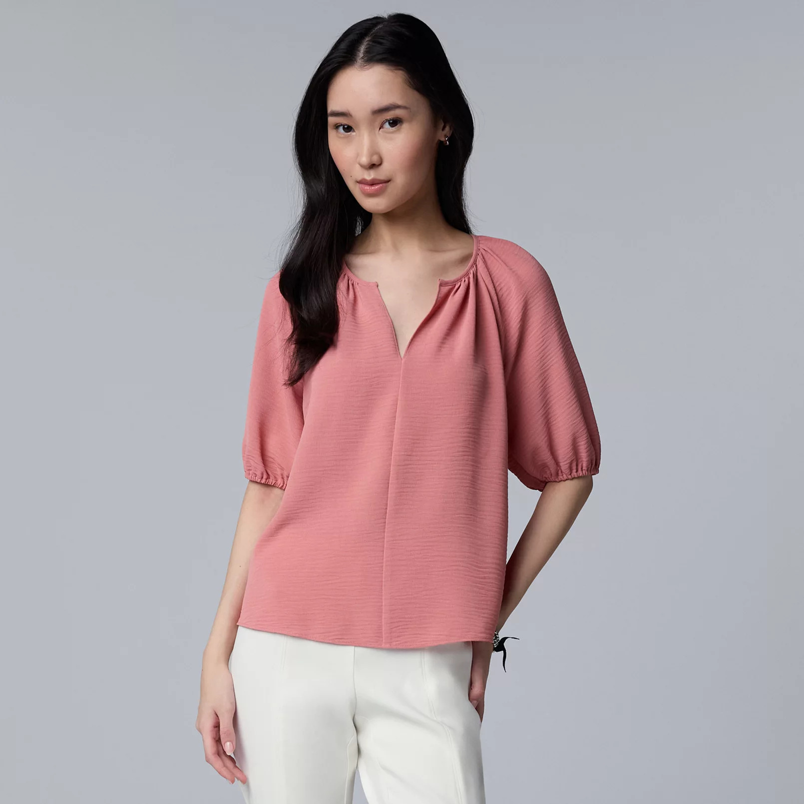 Women's Simply Vera Vera Wang Shirred Blouse | Kohl's