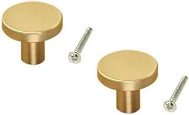 Karcy 2pcs Brass Knob Pull Hnadle for Bath Kitchen Cabinetry Furniture Cabinet Gold (Medium) | Amazon (US)