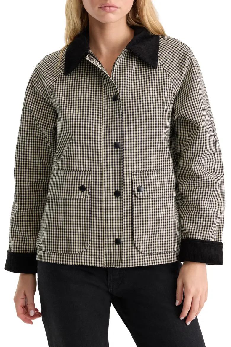 Good American The Heritage Jacket in Black Check at Nordstrom, Size Small | Nordstrom