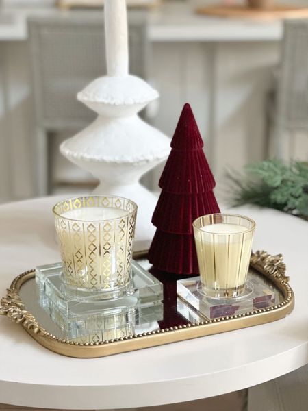 Shop the look! 

Follow me @ahillcountryhome for daily shopping trips and styling tips 

Home decor, table decor, lamp, anthropology mirror vanity tray, crystal candle dish, acrylic candle holder 

#LTKHoliday #LTKSeasonal #LTKhome