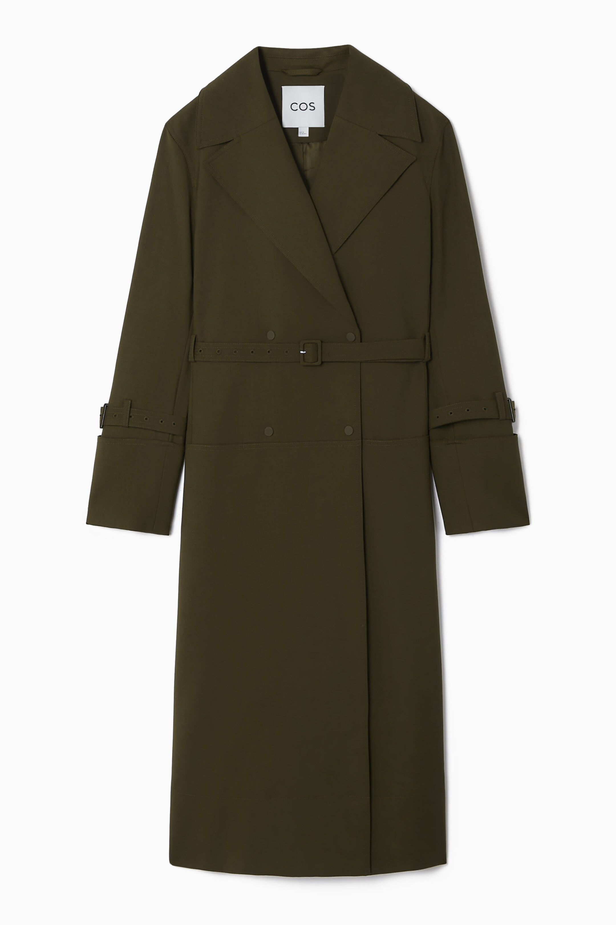 DOUBLE-BREASTED WOOL-BLEND TRENCH COAT - DARK KHAKI | COS (EU)
