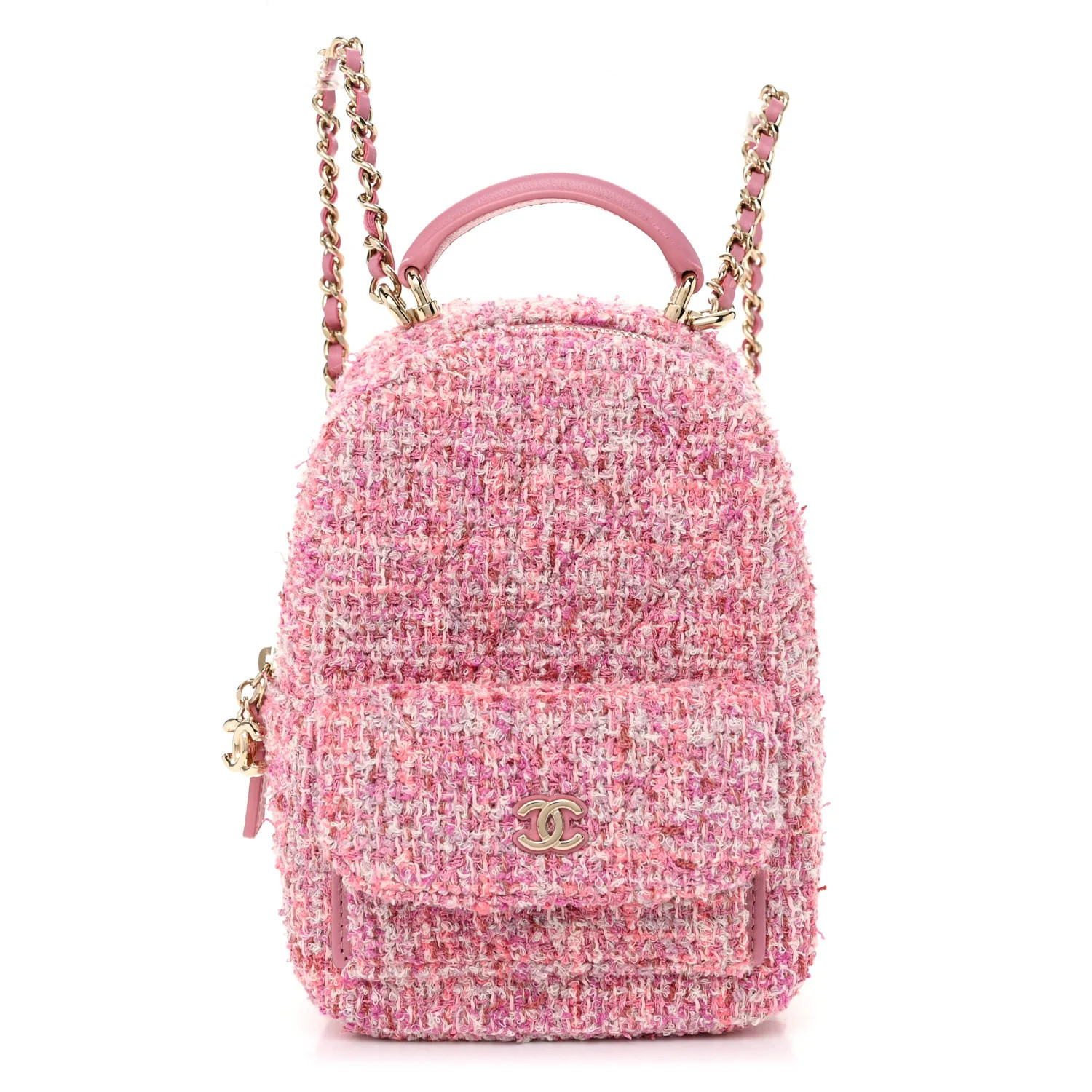 Tweed Quilted CC Mini Classic Backpack Pink | FASHIONPHILE (US)