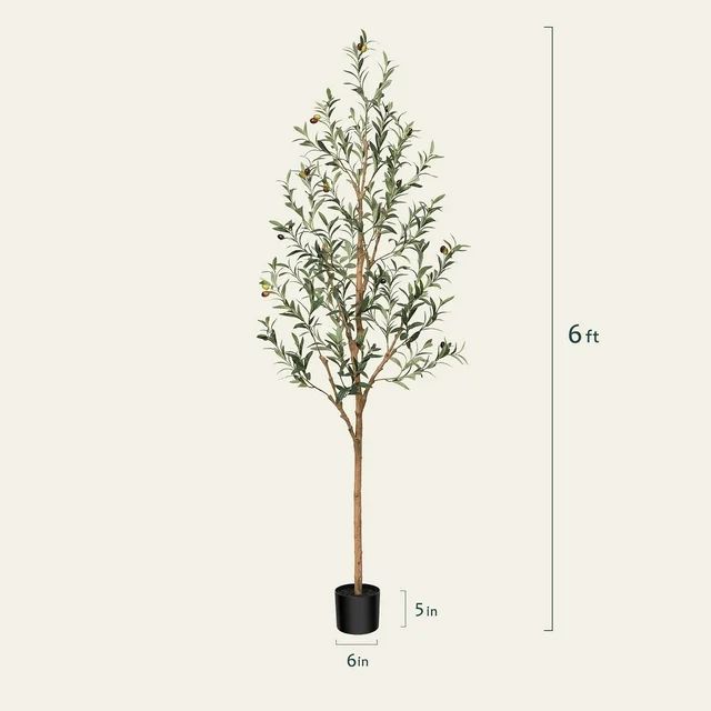 6FT Artificial Olive Tree with Fruits and Wood Branches, Potted Faux Olive Plants. 10 lb. DR.Plan... | Walmart (US)