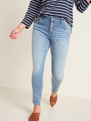 Mid-Rise Rockstar Super Skinny Button-Fly Ankle Jeans for Women | Old Navy (US)