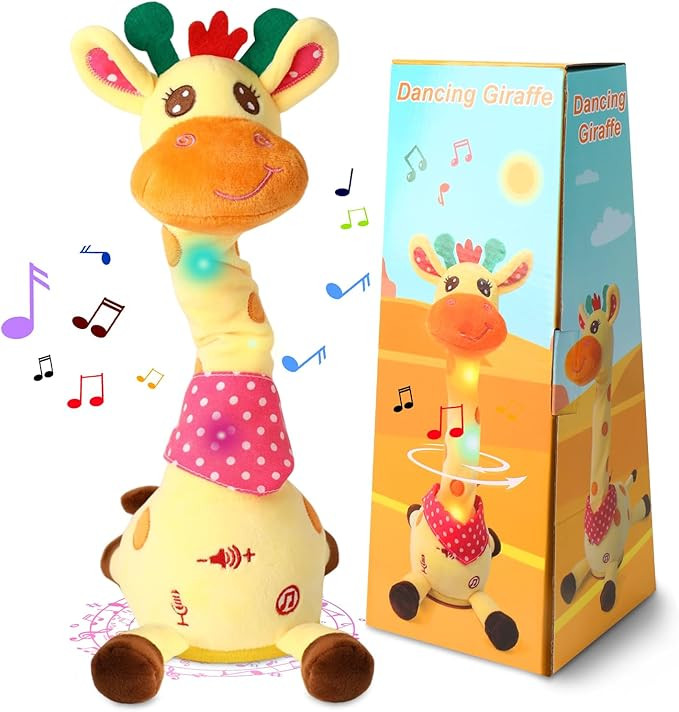 Dancing Talking Giraffe Toy, Stuffed Animal Baby Toy Repeating What You Say, Glowing Musical Elec... | Amazon (US)