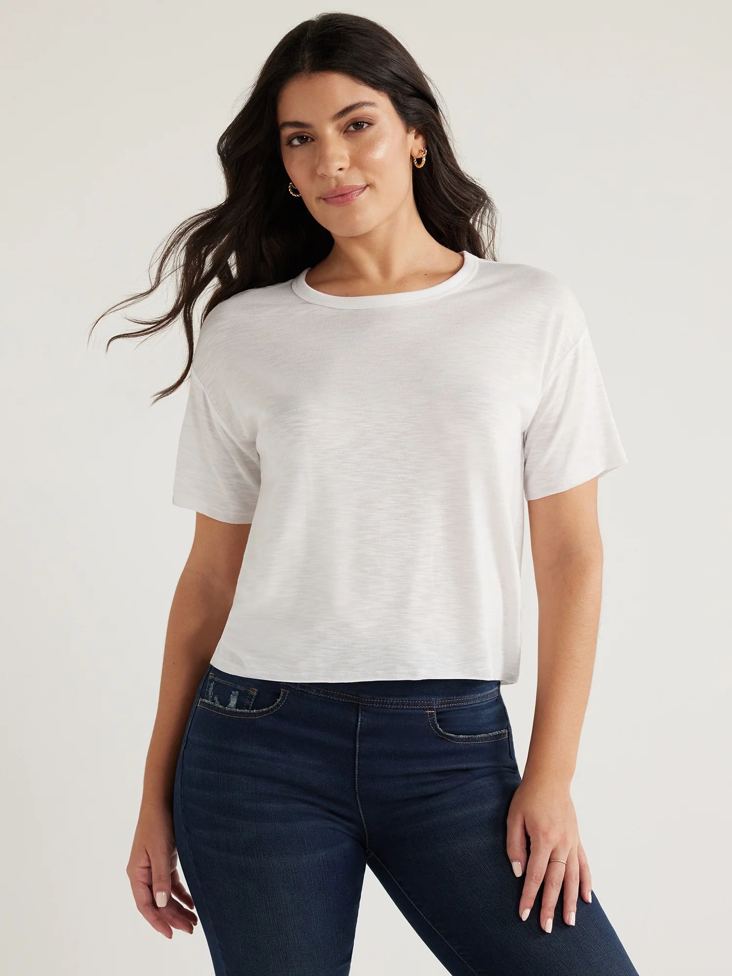 Sofia Jeans Women's Boxy Tee with Short Sleeves, Sizes XS-3XL | Walmart (US)