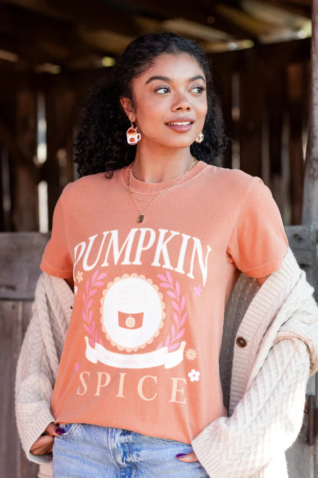 Pumpkin Spice And Everything Nice Rust Graphic Tee | Pink Lily