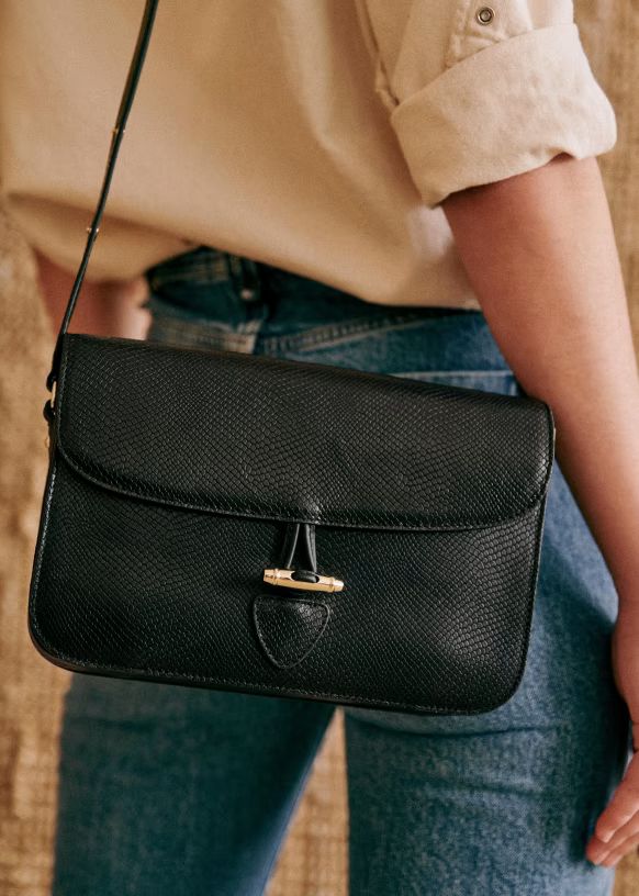 Milo Bag - Black snakeskin - Python-embossed cowhide leather - Sézane | Sezane Paris